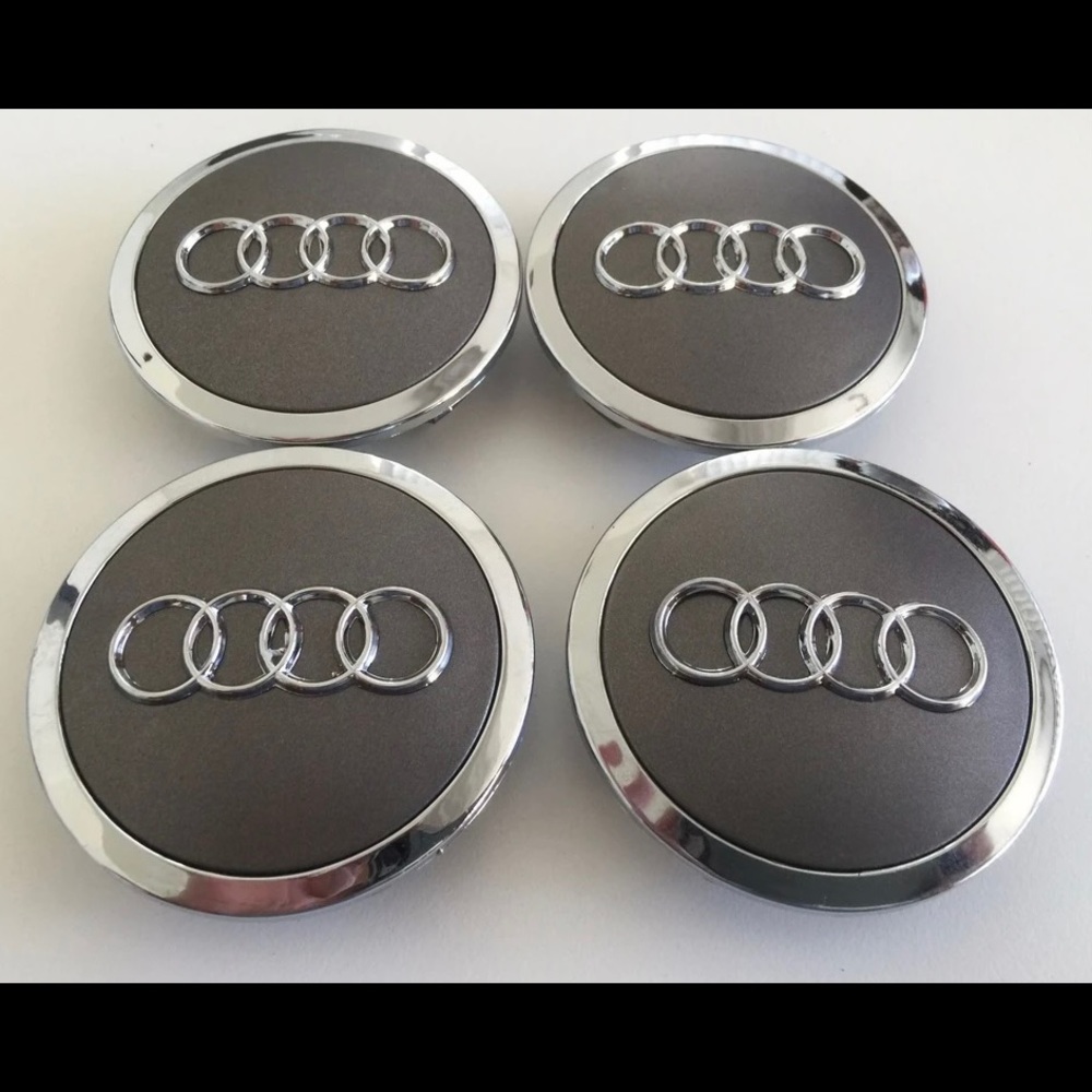 Audi Center Caps Gray/Silver 69mm Brand New (Set of 4)